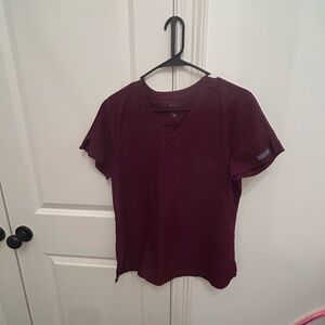 Insight Burgundy V-Neck Short Sleeve Scrub Top